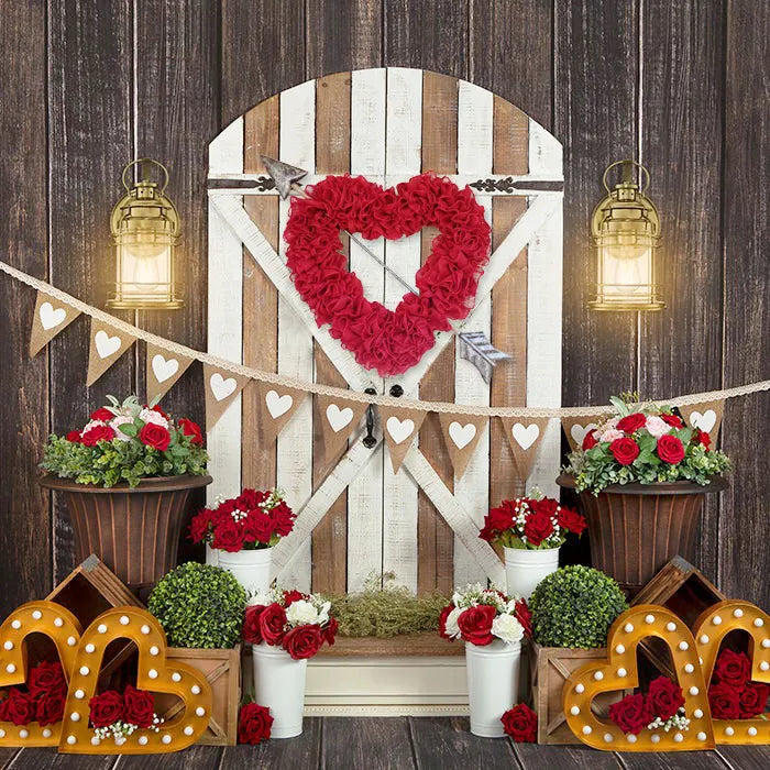 Large Ruffled Romance Heart shaped wreath with large arrow