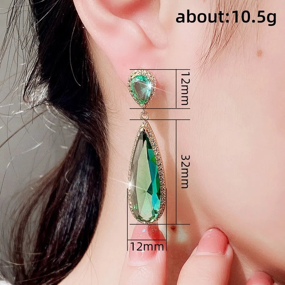 Luxury Large Pear Crystal Drop Earrings