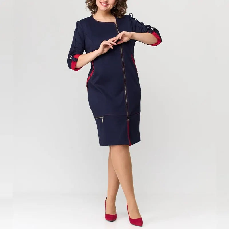 Fashionable high-end women's dress with side zipper