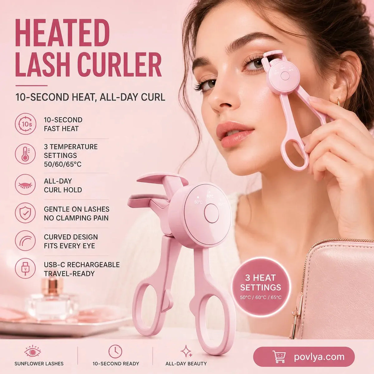 🔥HOT SALE🔥💗 Heated Eyelash Curler – 10-Second Heat, 3 Temp Settings & USB-C Rechargeable ✨