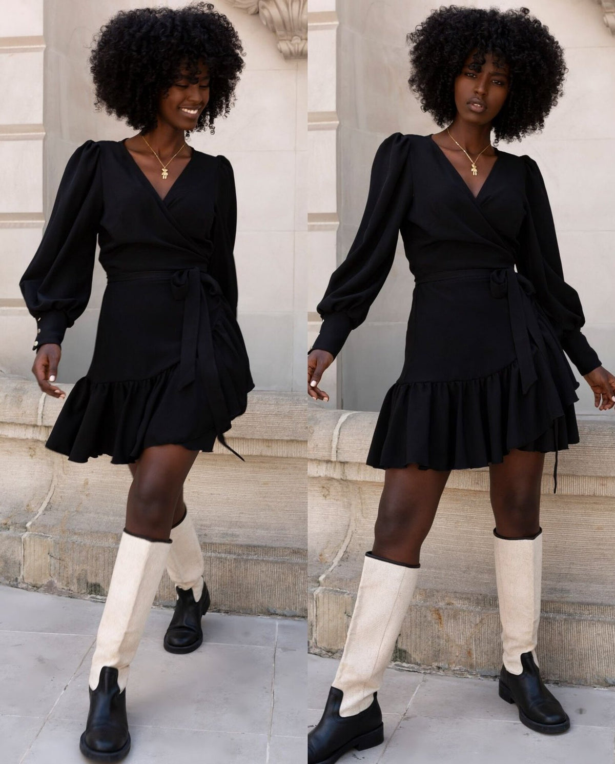 V-Neck Printed Tie-Front Mini Dress (Buy 2 Free Shipping)
