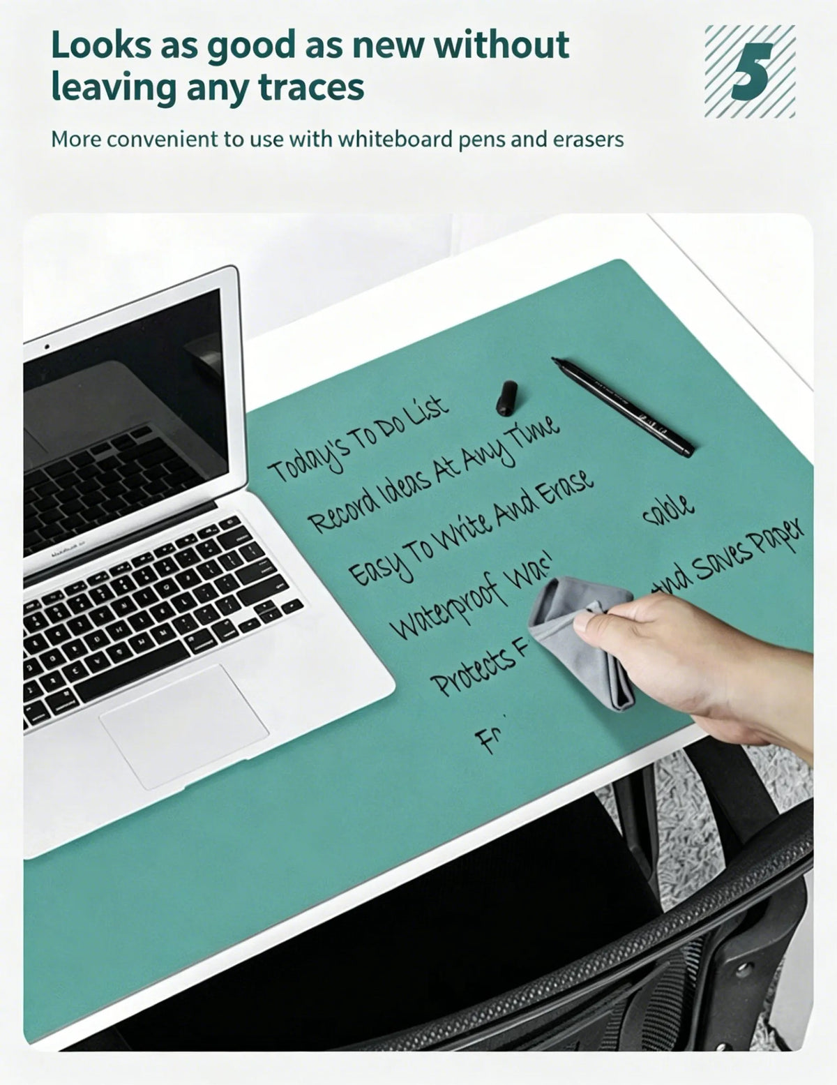 🧽🖊️ Writable Desk Pad – Reusable Erasable Mouse Pad with Waterproof Surface