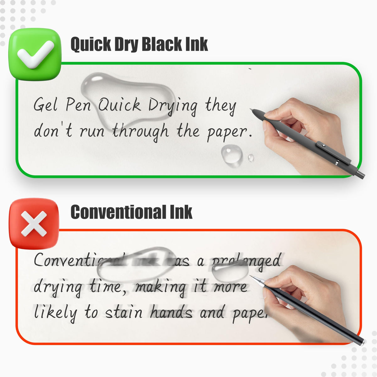 🎉🔥Black Gel Pens, 6Pcs 0.5mm Gel Pens Fine Point, Quick Dry Retractable Gel Pen Set, Smooth Writing Pens for Office Work, Note Taking, Black Ink Pens for Men Women(Black)