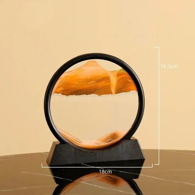 Moving Sand Art Picture Round Glass 3D