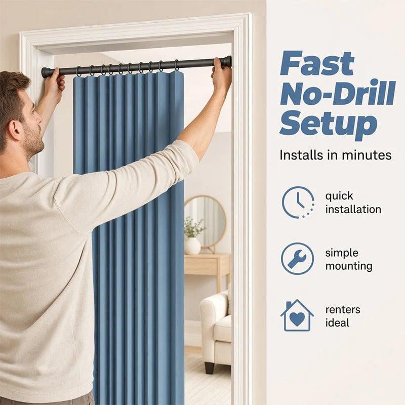 🔥 HOT SALE 🔥⏰🔥LIMITED TIME 49% OFF! ⭐No-Drill Magnetic Accordion Door Curtain