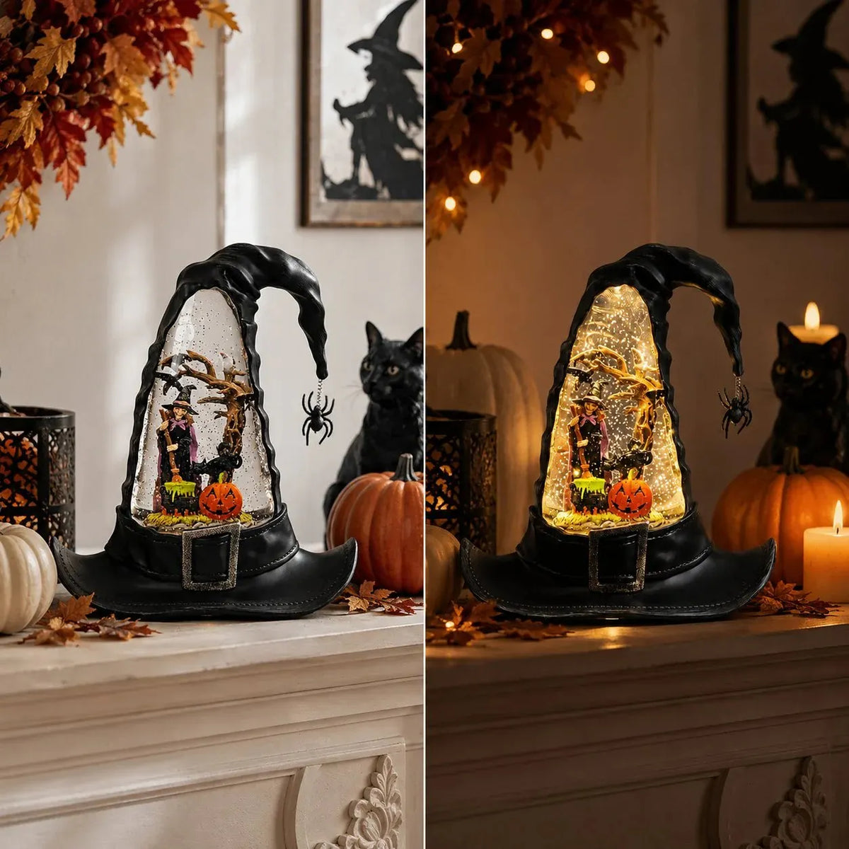 🔥 HOT SALE 🔥🧙Witches Hat Lighted Water Lantern With Swirling Glitter