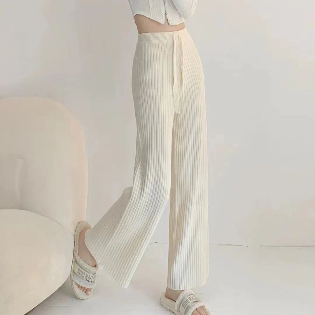 Striped Wide Leg Knit Casual Pants (Buy 2 Free Shipping)