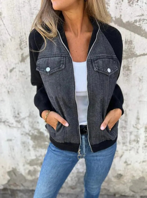 Women Winter Casual V-neck Zipper Jacket