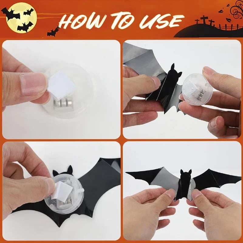🎉🔥 2026 Hot Sale 3D LED Bat Wall Decorations – 12/24PCS Light-Up Halloween Decor for Walls, Windows & Parties