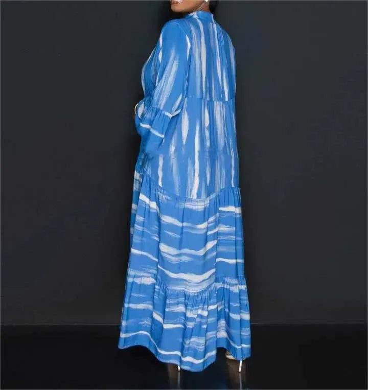 Printed ruffle hem maxi dress 🔥 (Buy 2 Free Shipping)