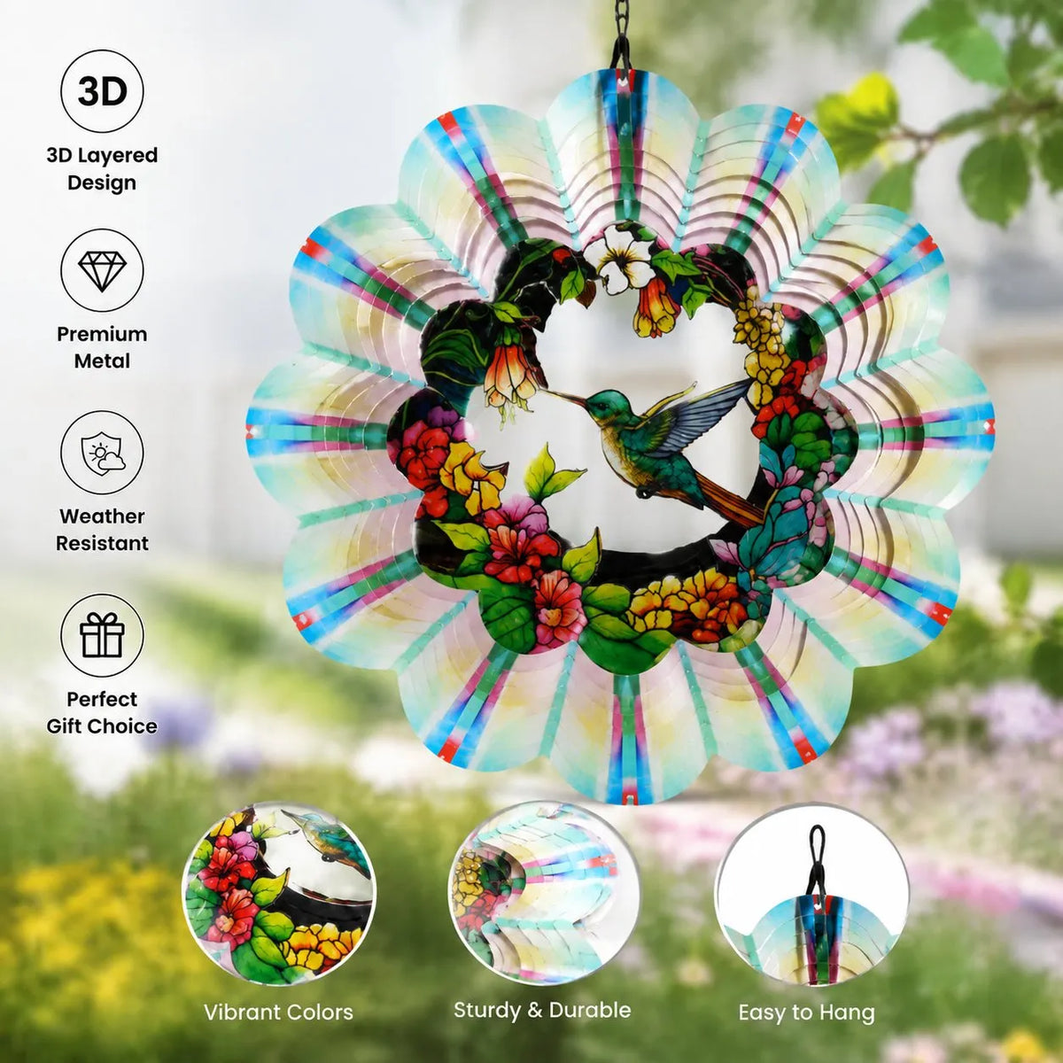 🎉🎐 3D Rotating Wind Chime – Kinetic Hanging Wind Spinner for Garden, Balcony & Outdoor Decor