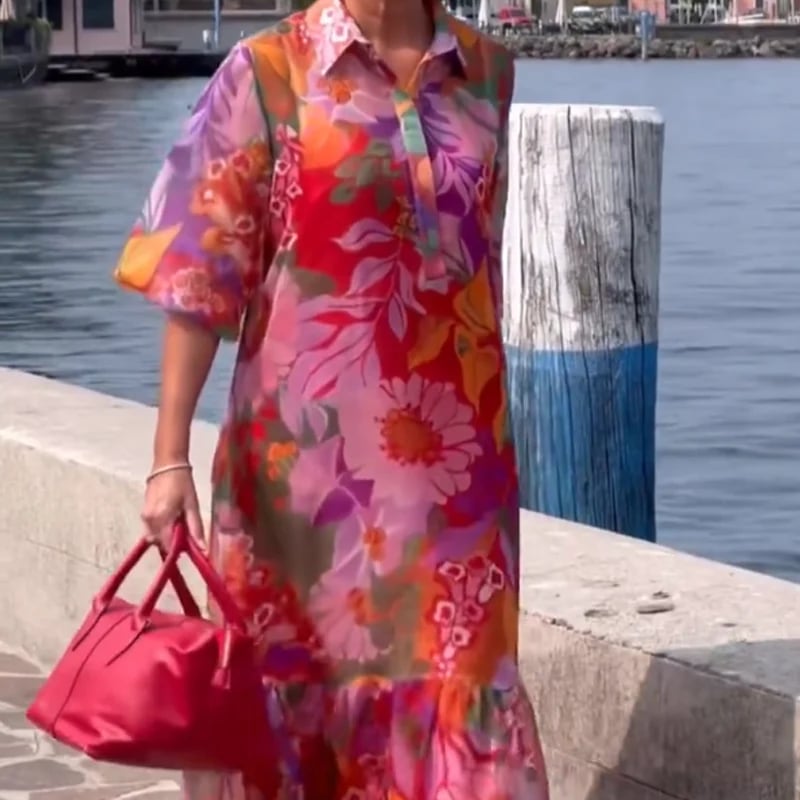💗Summer Specials💗Red Floral Printed Chiffon Dress