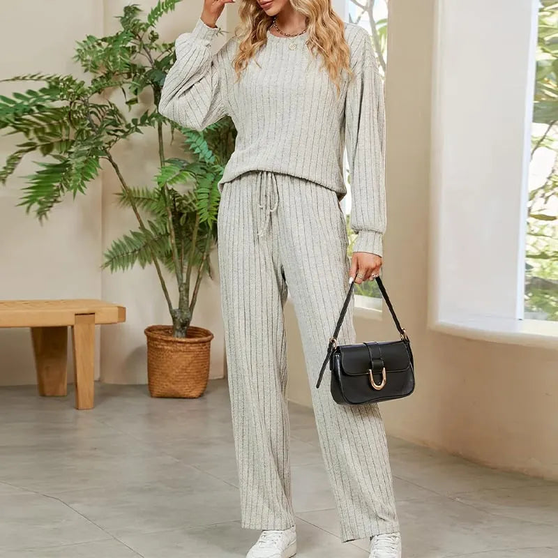 Women's Casual Loungewear Cute Long Sleeve Pajama 2-Piece Set