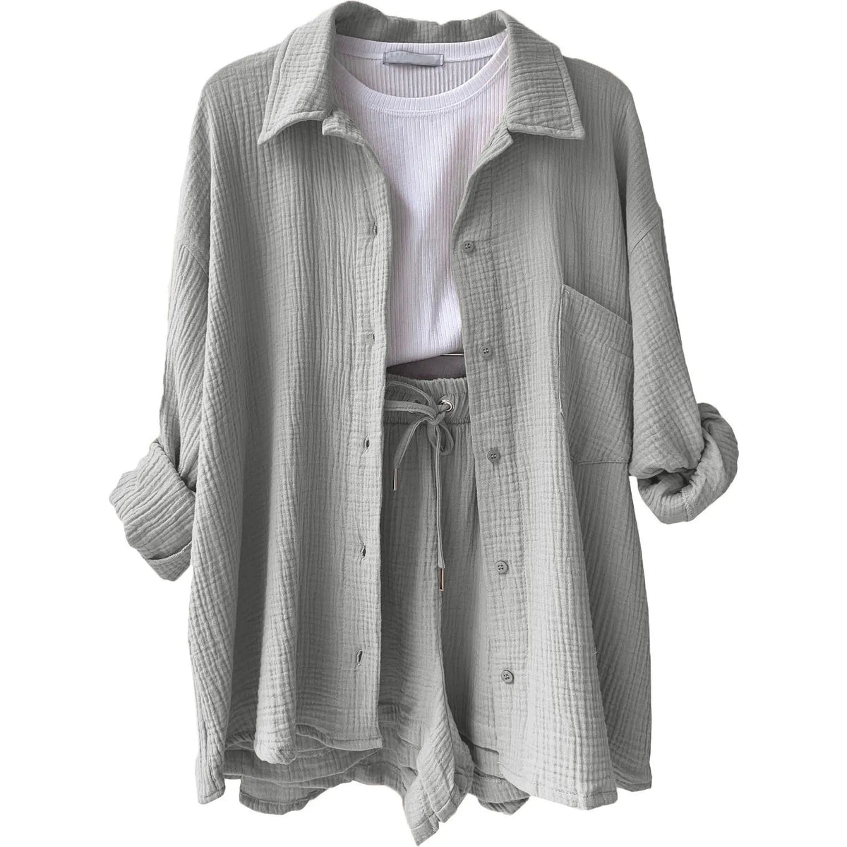 LONG SLEEVE SHIRT SHORT SET