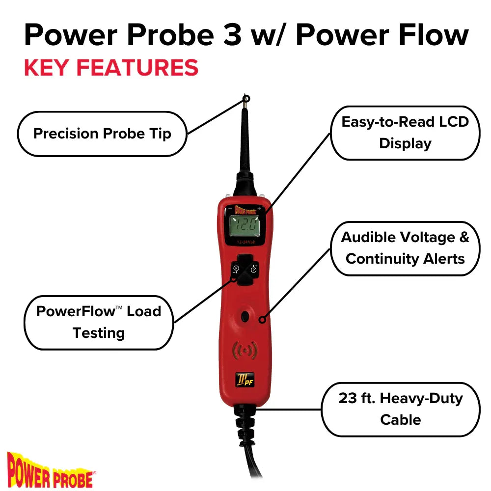 POWER PROBE Circuit Tester: Circuit Tester, Electrical Circuits, 12 to 24V, Brass, Rubber