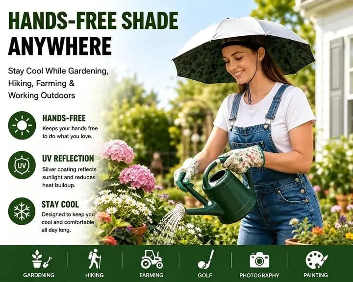 (🎁Last Day 49% OFF) ☂️Hands-Free Umbrella Hat – Wide Coverage Sun Protection for Outdoor Work