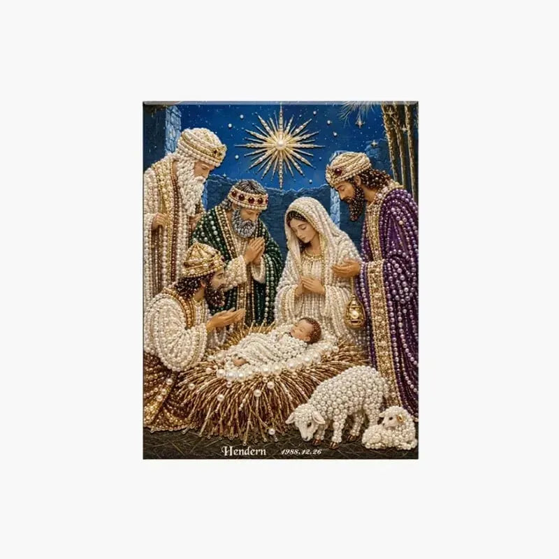 🎉🎄 Premium 3D Diamond Jesus Birth Nativity Scene Painting Art Kit | Luxury Flocked Canvas with Scratch-Resistant Non-Fading Diamond Beads DIY Christmas Faith Decor 🌟✝️💎