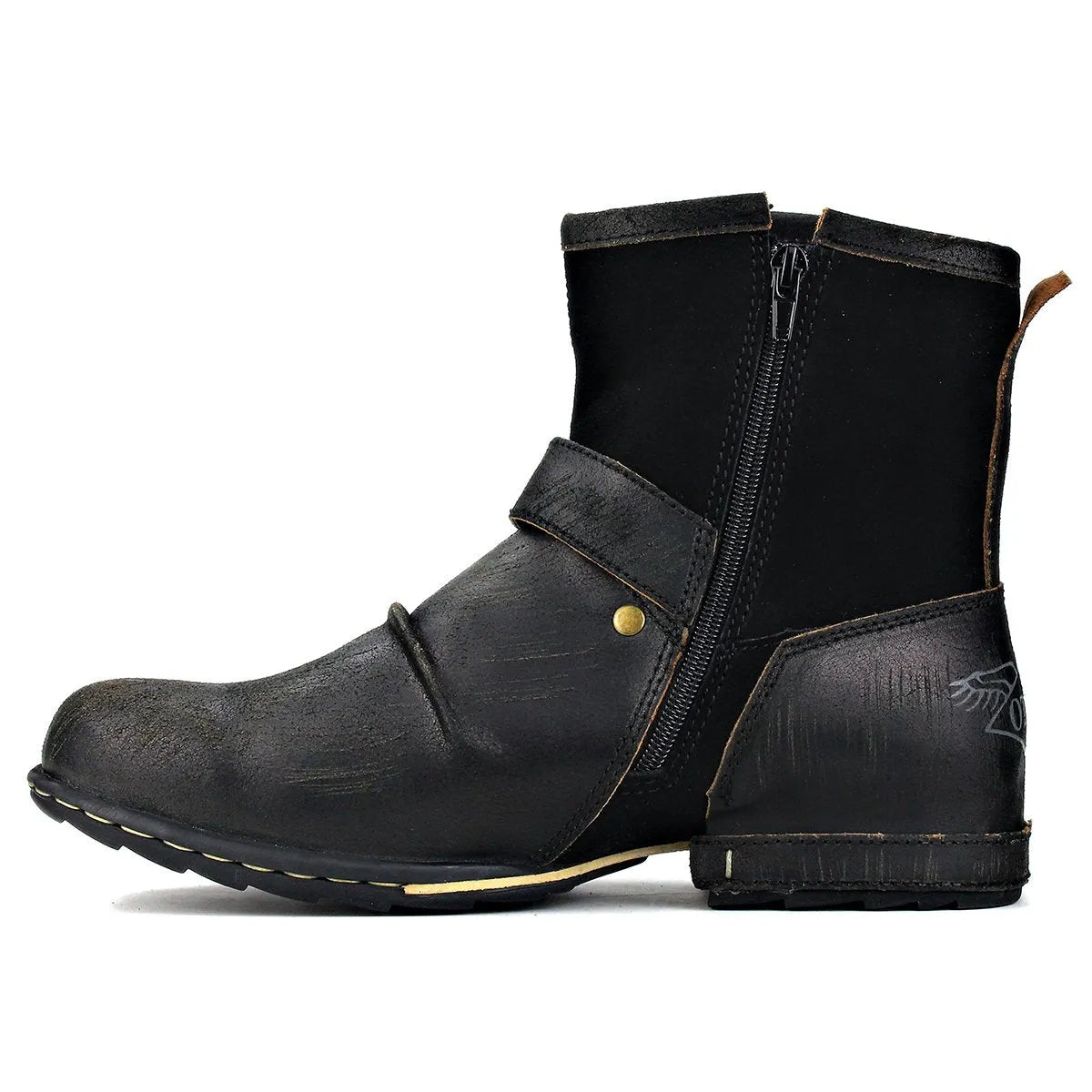 Genuine Leather Zipper-up Men's Ankle Boots