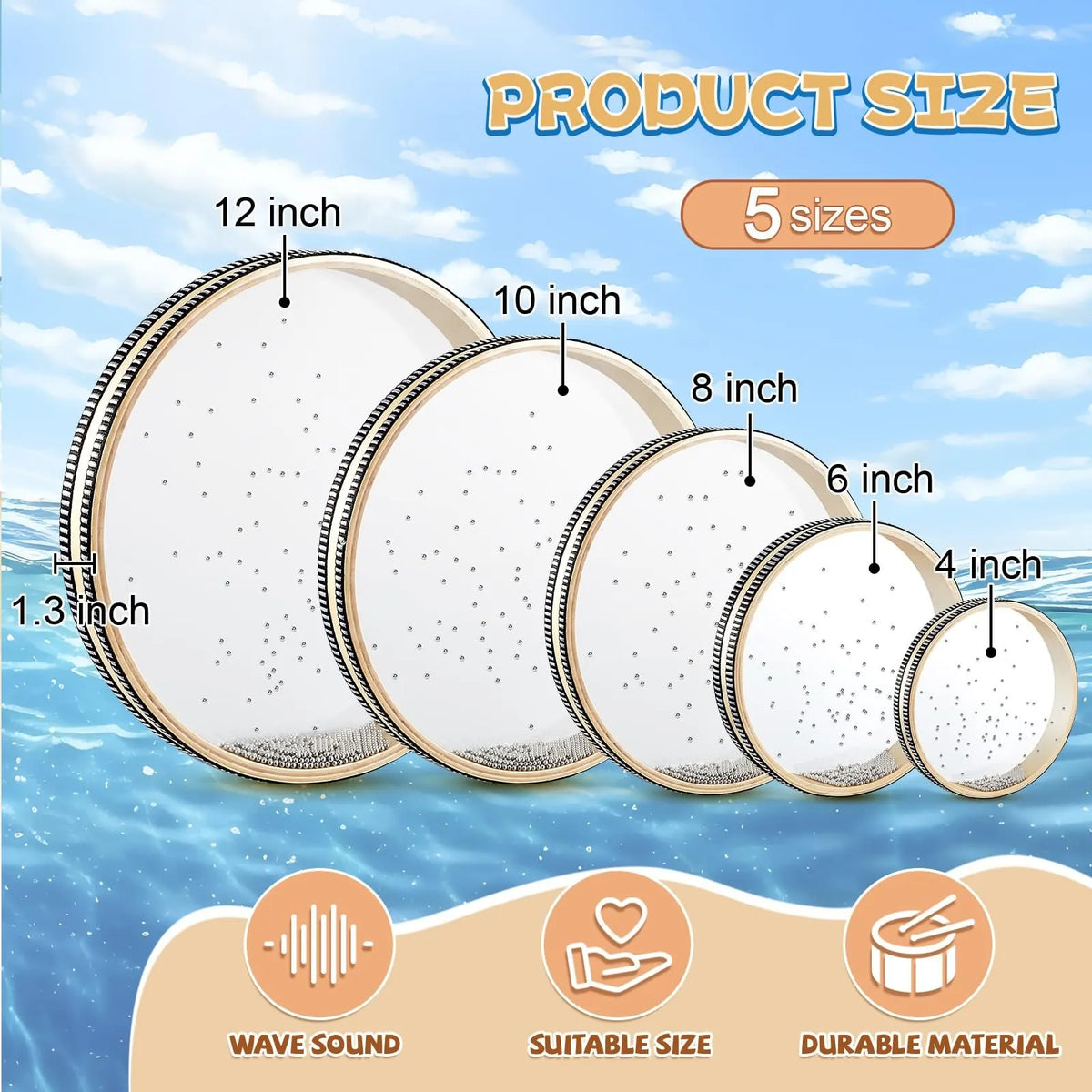 🎁New Year Hot Sale: Save 50% -💥4/6/8/10/12 Inch Ocean Drum