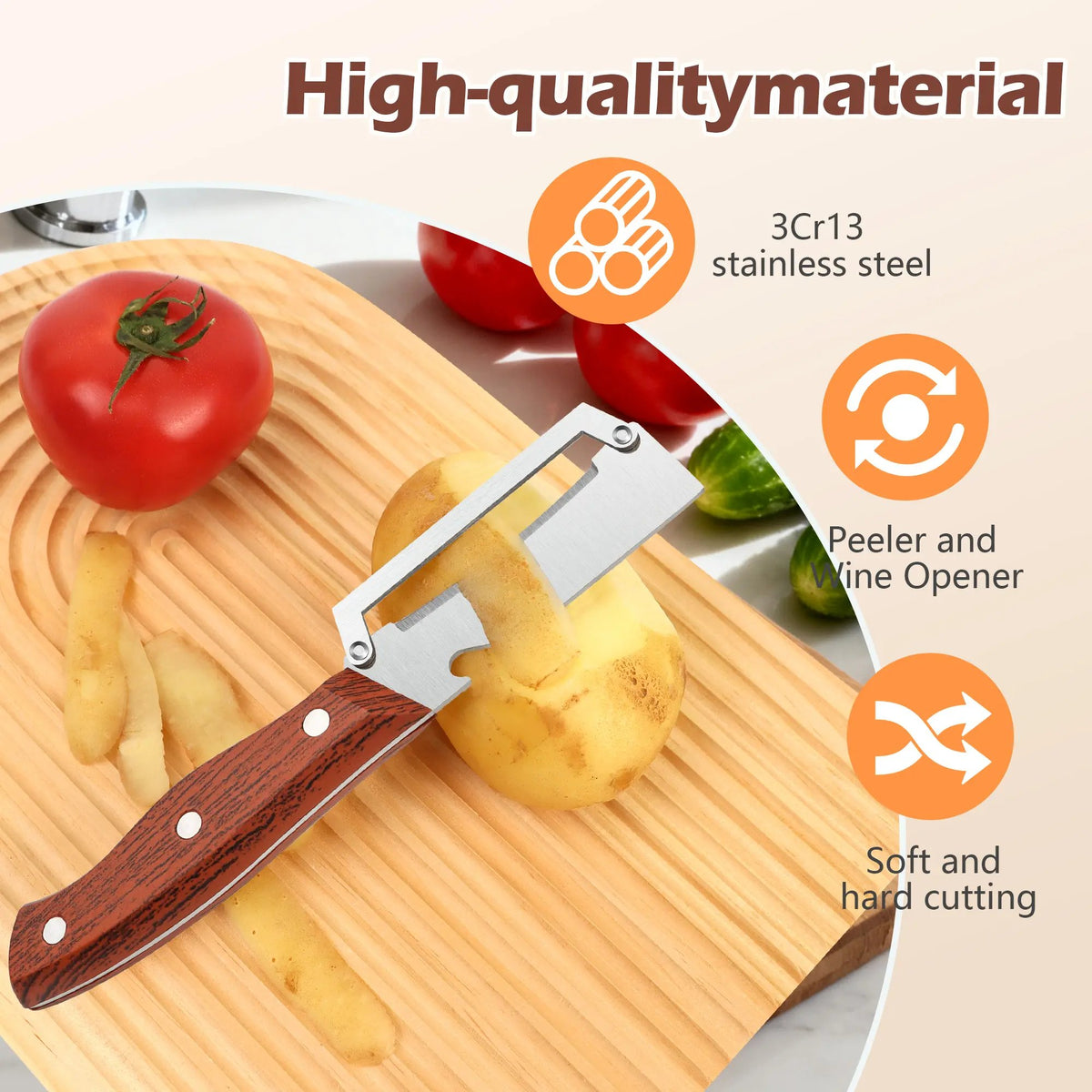 Limited-time Price $9.99😍Multi-functional Peeler 4-in-1, Stainless Steel Peeler, Vegetable Cutter, Slicer, Bottle Opener, Kitchen Must-Have Tool, Portable and Sharp
