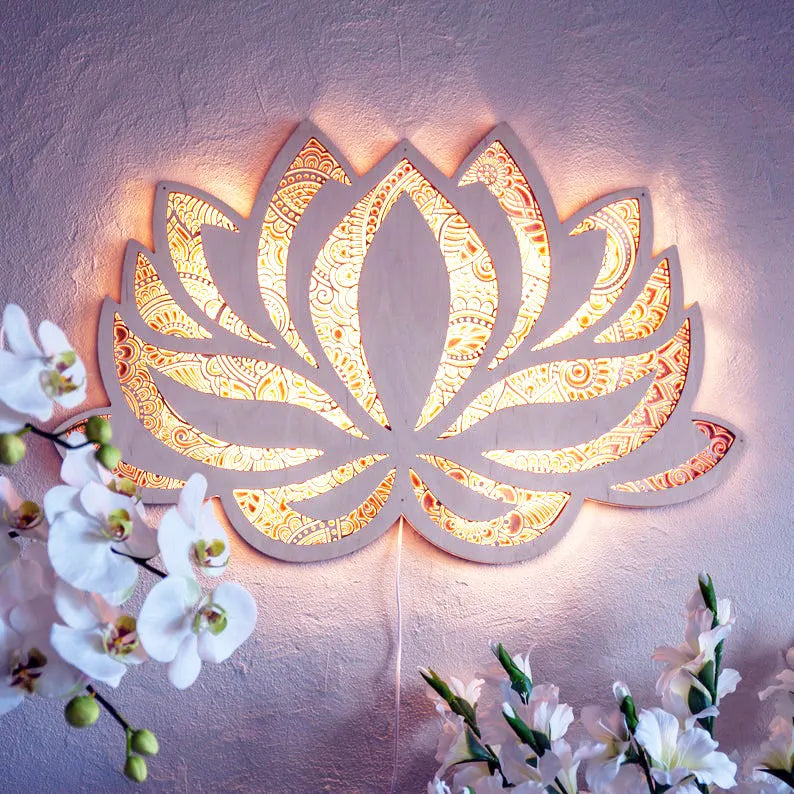 Lotus flower Mandala Yoga Room Art-RainbowArt