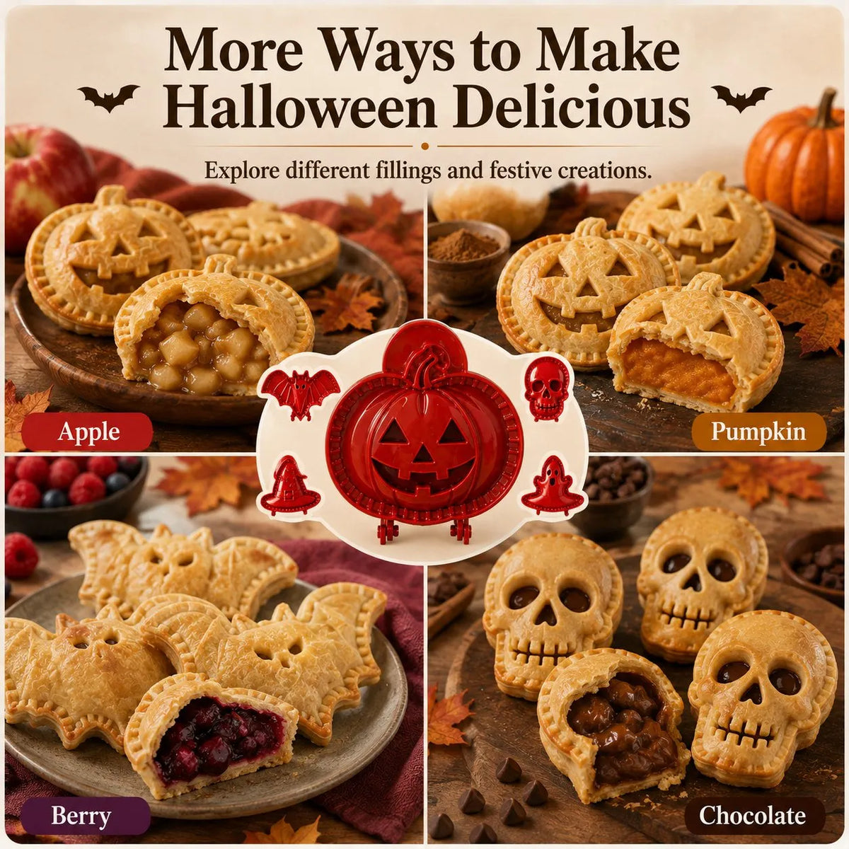 🔥Last Day 50% OFF - 🎃🥧 8-Piece Halloween Mini Hand Pie Mold Set