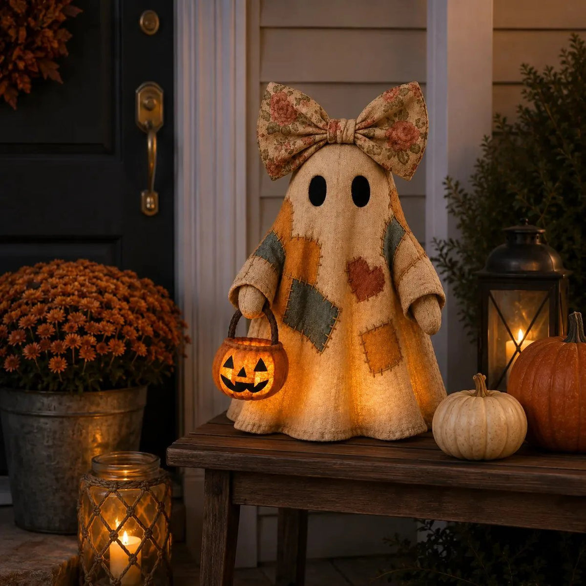 🎉👻Lighted Vintage Patchwork Ghost