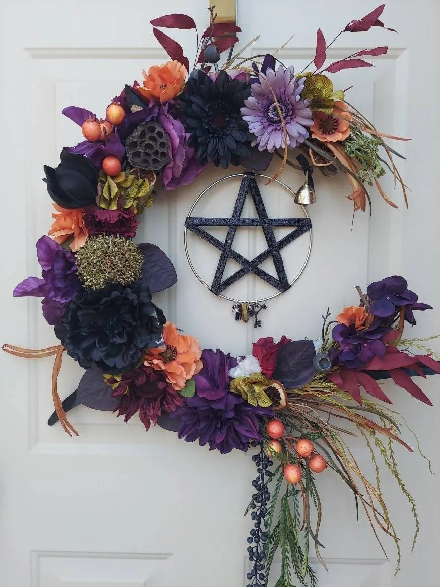 WITCHY CELESTIAL DOOR/ART HALLOWEEN LUNAR DECOR KITTY LOVERS GIFT- 🔥 BUY 2 FREE SHIPPING!