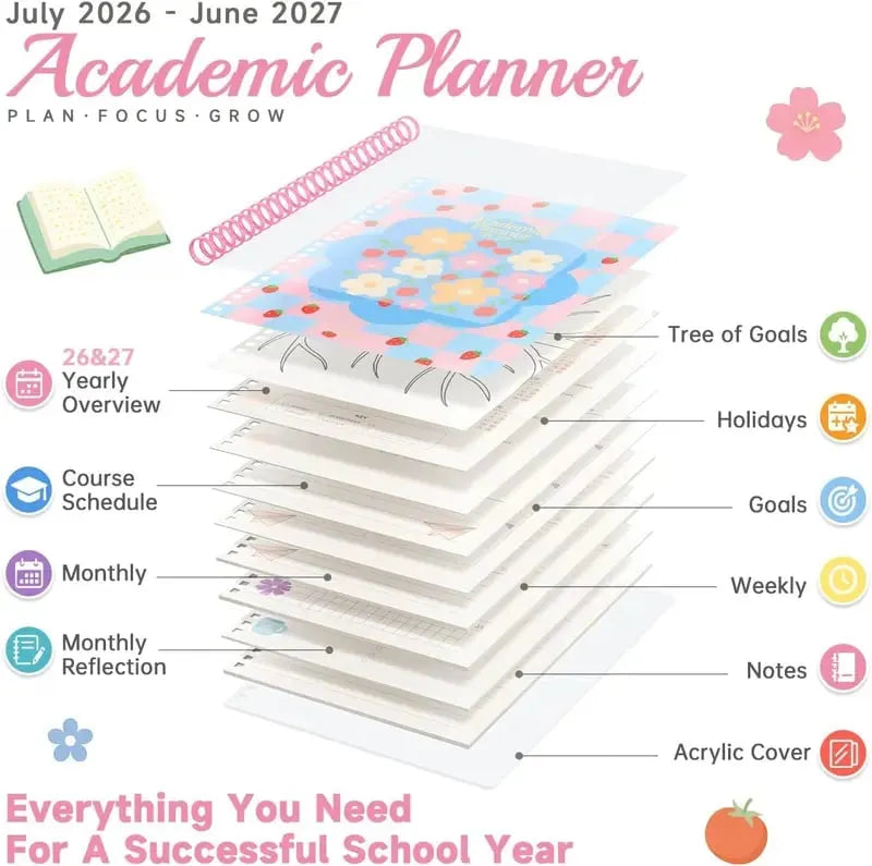 🧑‍🏫📔Shuttle Art Academic Year Planner | July 2026- June 2027, Growth Tree Design For School year(📦Buy 2 Free Shipping)