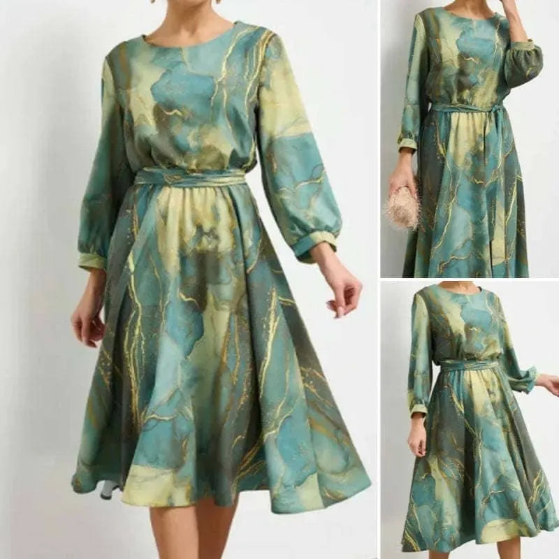 🌷Limited Time Offer 49% OFF🌷Women's Long Sleeve Fashion Printed Waist Dresses