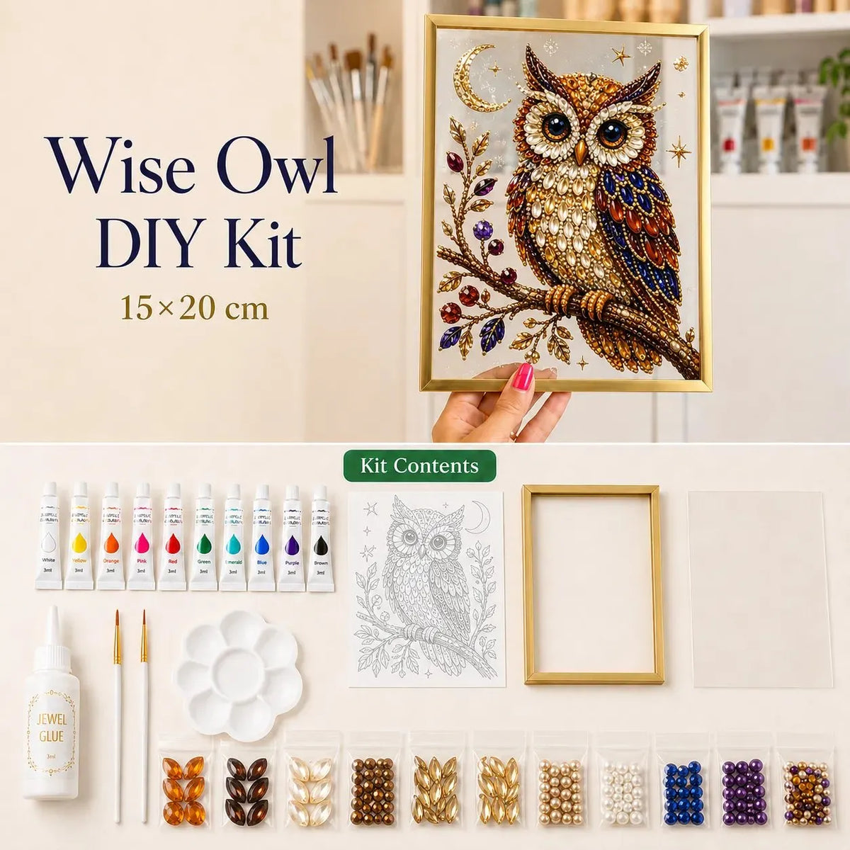 🎉49% OFF – ✨Sparkling Nature Crystal Art Kit | Colorful Crystal Gems, Guided Pattern, Complete Tools & Gold Display Frame 🌿💎
