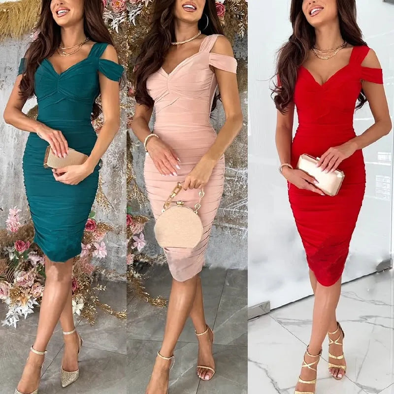 💖Limited Sale 49% OFF💖Women's Slim Fit Sexy Off-Shoulder Bodycon Dress