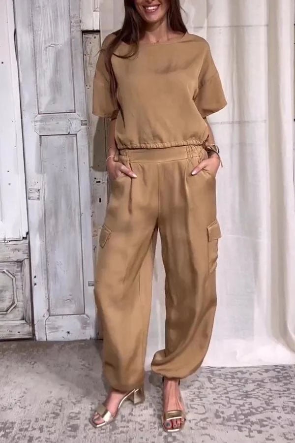 Round Neck Short-sleeved Top and Trousers Suit👕👖Buy 2 Sets Free Shipping