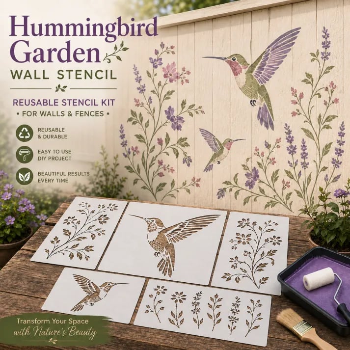 🎉🌿 Garden Wall Stencil, Reusable DIY Kit for Walls, Fences & Patios