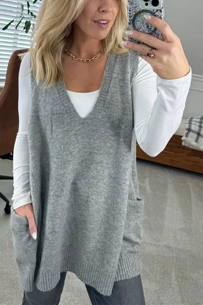 Women's Cozy Pocket Sweater Vest