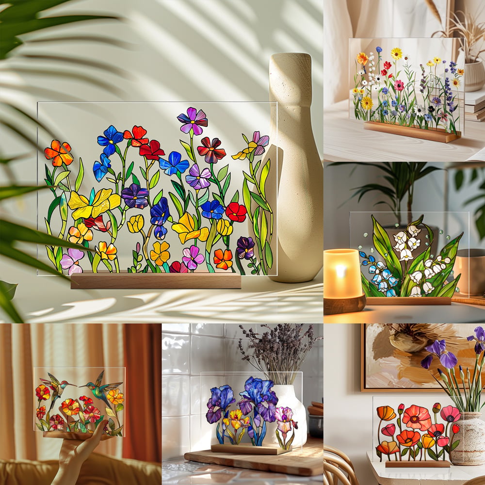 🌷🌼NEW - 🌻🌺Painted Colorful Flower Pattern Decor