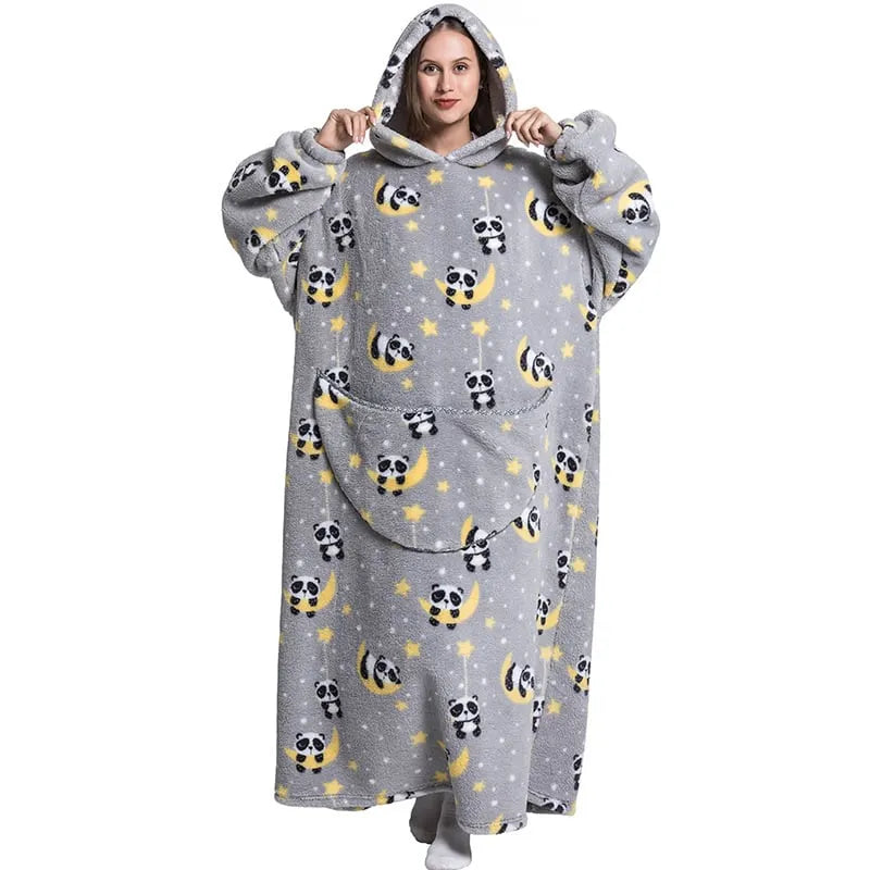 Cute Cartoon Print Hoodie Blanket