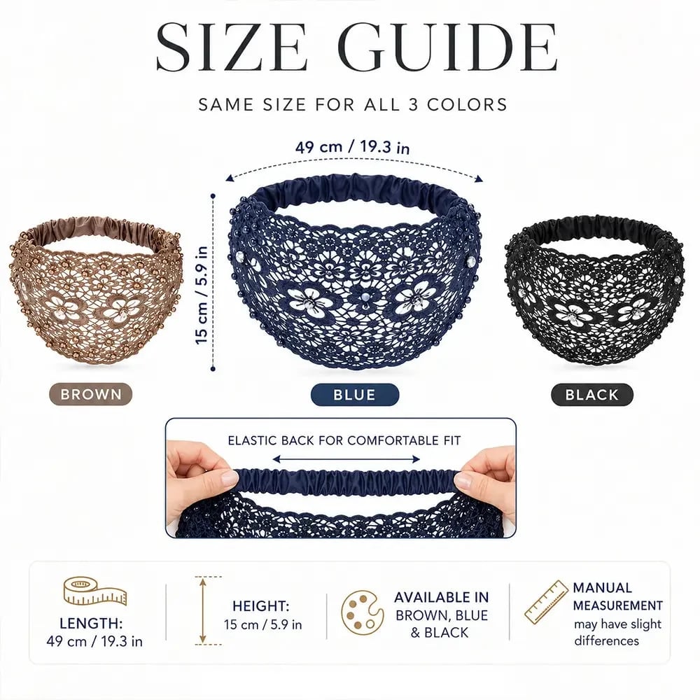 🔥 HOT SALE 🔥✨Plum Blossom Hollow Beaded Wide Headband