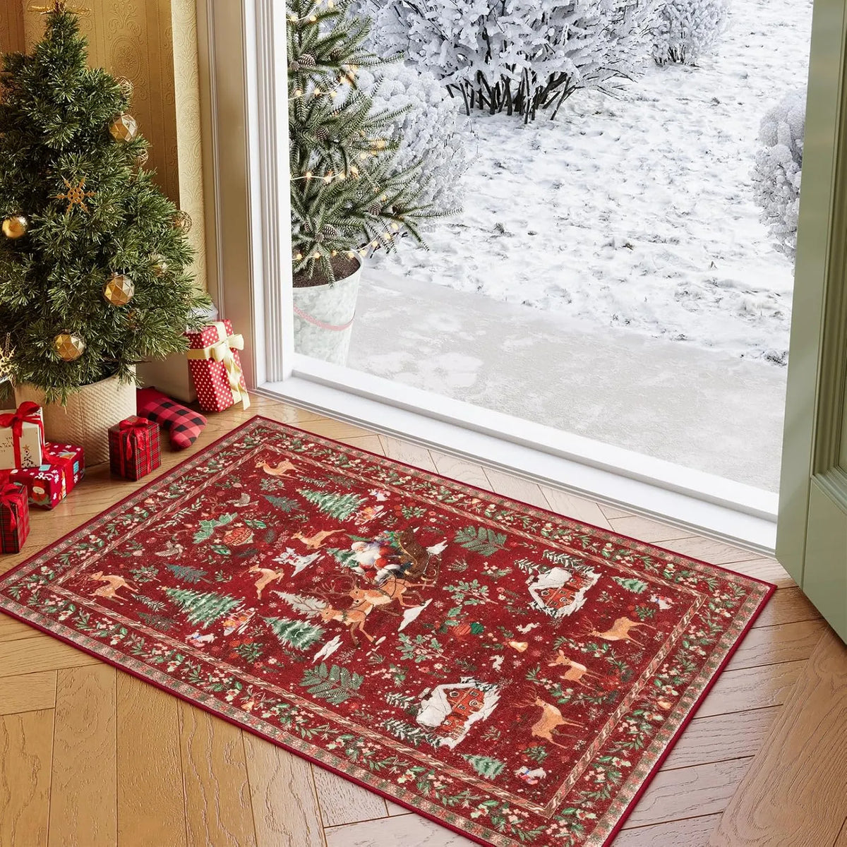 🔥HOT SALE🔥Soft Christmas Tree Santa Claus Carpet Runner