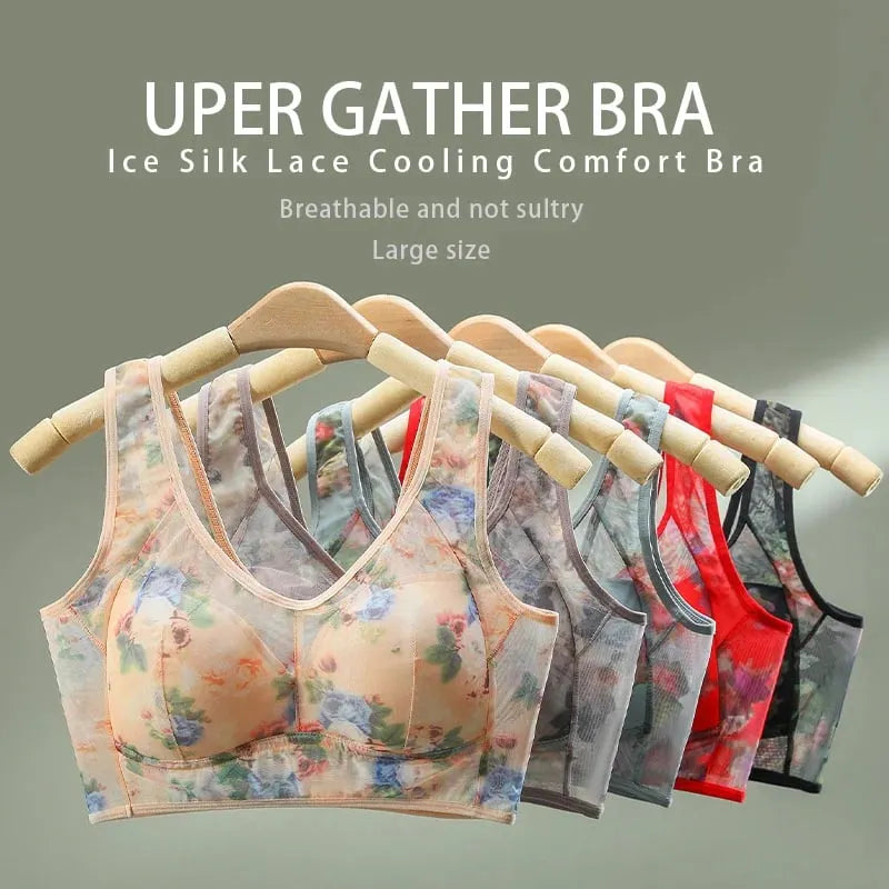 🎁Last Day 49% Off - Super gather bra | Ice Silk Lace Cooling Comfort Bra 👍No more sagging breasts