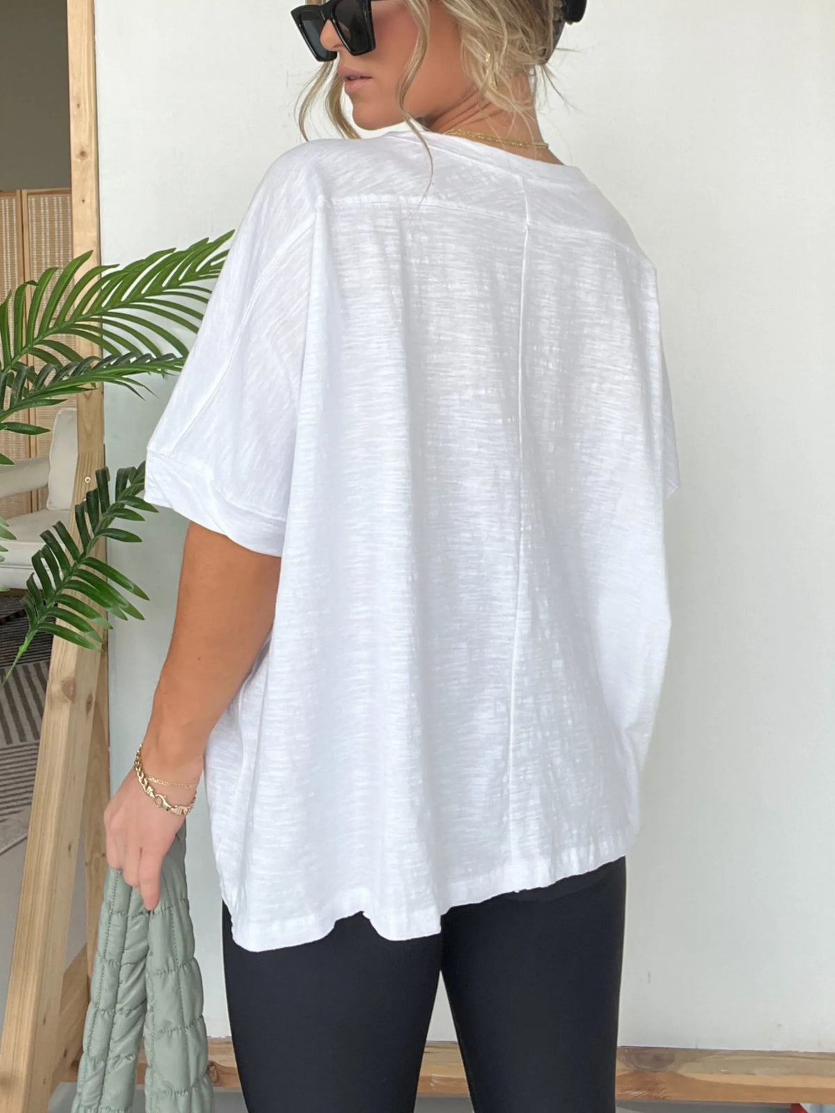 HOT SALE ROUND NECKLINE OVERSIZED MIDI LENGTH BOXY TEE