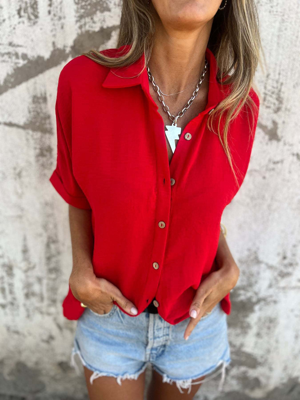 🌸Spring Specials🌸 Women's Casual Solid Color Loose Fit Shirt