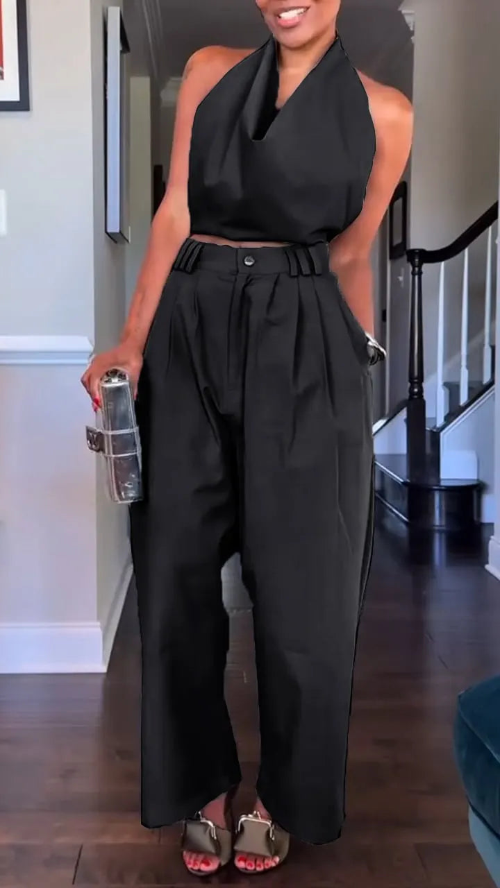 🔥49% OFF! Women's Halter Neck Cotton & Linen Sleeveless Casual Suit 💎