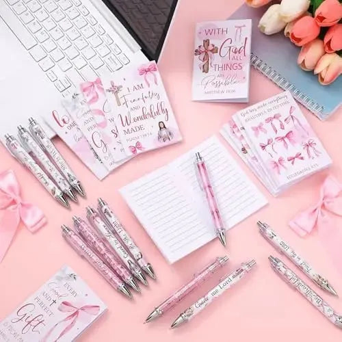 ✝️Christian Gifts Set: Motivational Pens & Bible Verse Notebooks – Inspire Your Faith Journey🌸