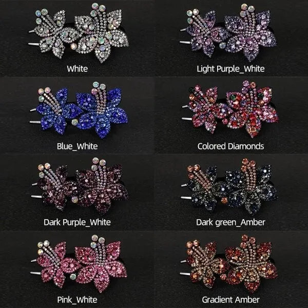 Rhinestone Double Flower Hairpin (buy 1 get one free)