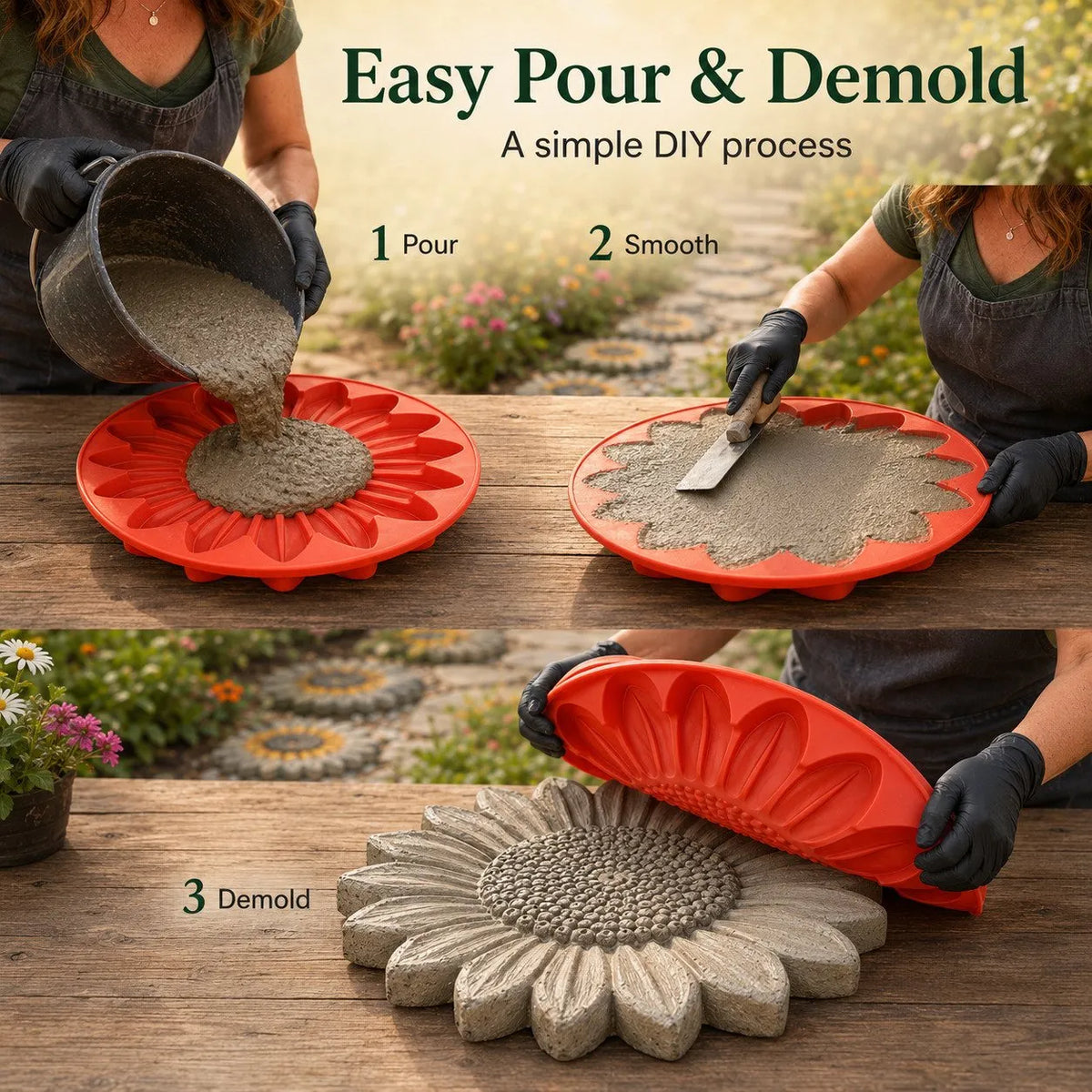 🔥HOT SALE🔥💥 LAST DAY 49% OFF - 🌻 Reusable Sunflower Stepping Stone Mold (📦Buy 2 Free Shipping)