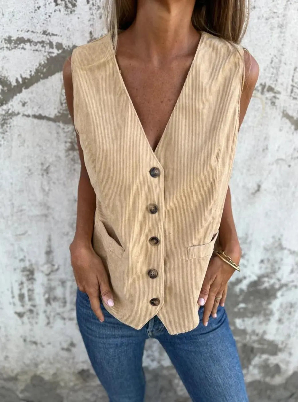 Casual Vest with Stylish Lines & Button Closure (Buy 2 Free Shipping)