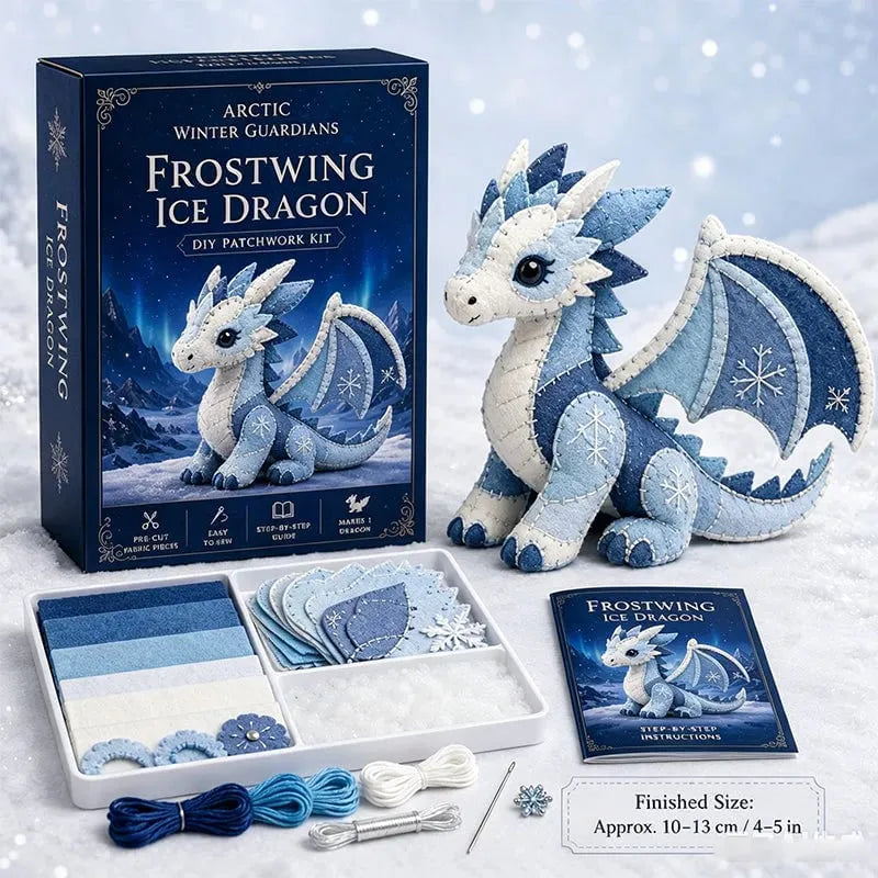 🔥HOT SALE🔥DIY Ice Dragon Felt Patchwork Kit Arctic Winter Guardian Sewing Set