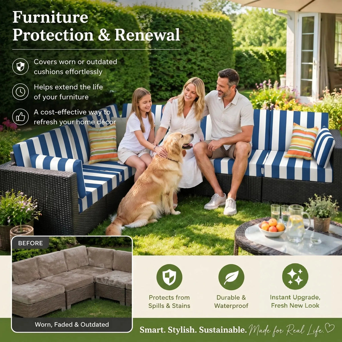 🔥HOT SALE🔥🛋️ Outdoor Patio Sofa Cushion Covers 🔥Free Shipping Worldwide