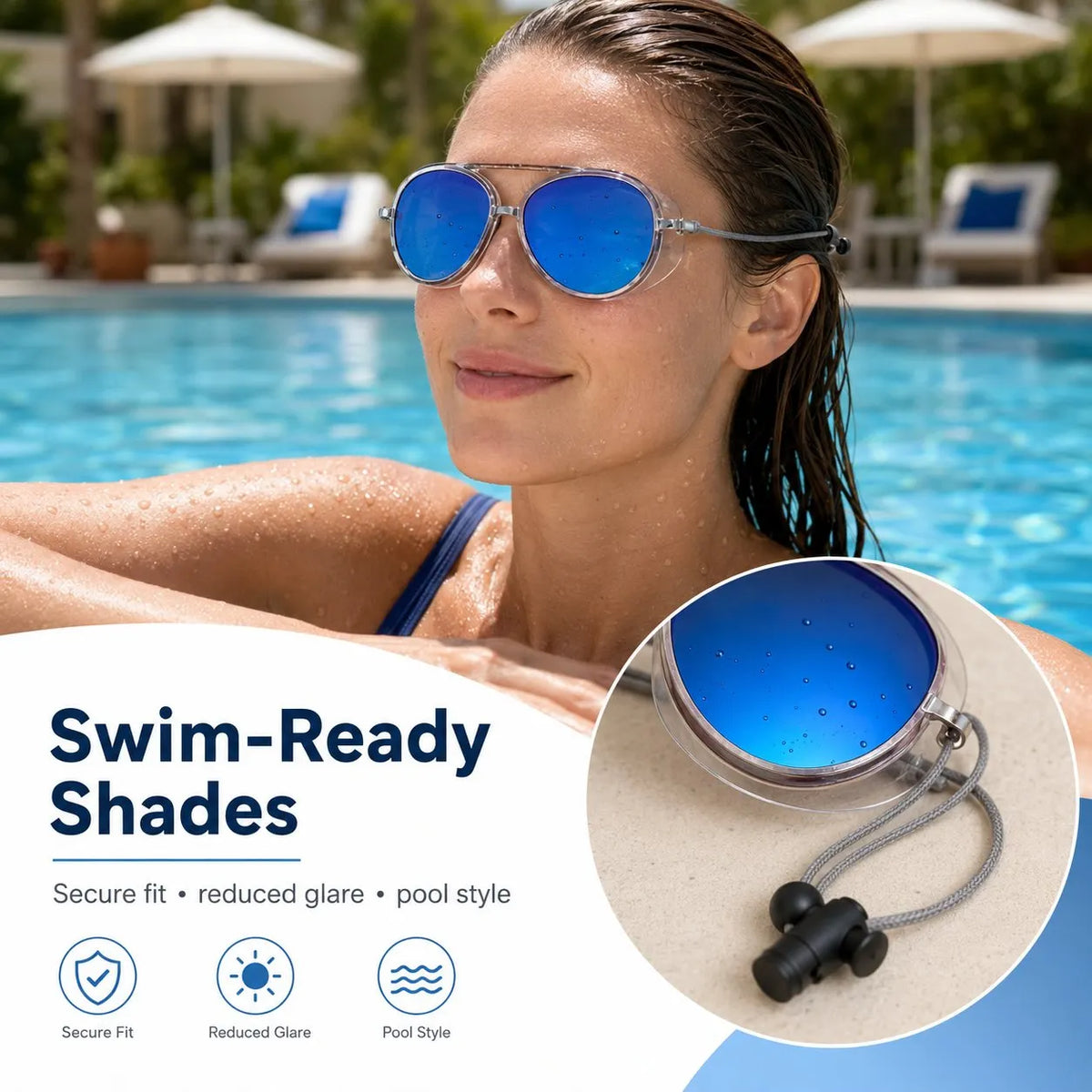 AquaVista Adult Wide-View Anti-Fog Mirrored Swimming Goggles with Secure Strap